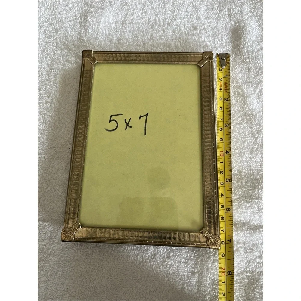 Vintage Gold Trimmed 5x7 Picture Frame Desk/Tabletop Classic Gold Finish/hang